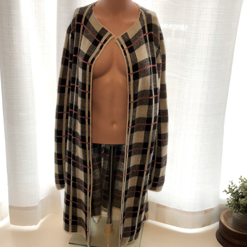 Plaid cardigan sweater
